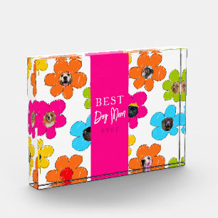Best Dog Mum Ever Colourful Flower Photo Collage