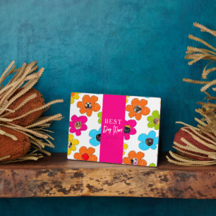 Best Dog Mum Ever Colourful Flower Photo Collage Plaque