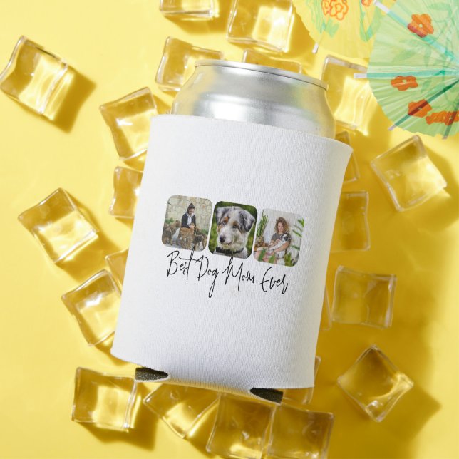 Best Dog Mum Ever - Custom 3-Photo Collage Can Cooler (In Situ Summer)