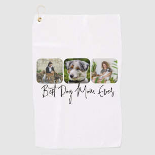Best Dog Mum Ever - Custom 3-Photo Collage Golf Towel