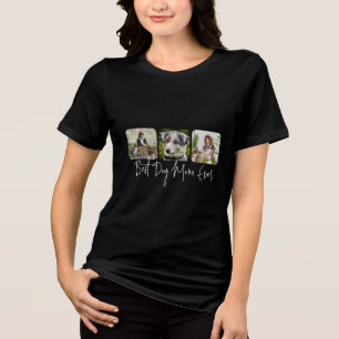 Best Dog Mum Ever - Custom 3-Photo Collage Tri-Blend Shirt