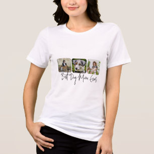 Best Dog Mum Ever - Custom 3-Photo Collage Tri-Blend Shirt
