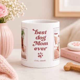 Best Dog Mum Ever Custom Photo Blush Pink Coffee Mug
