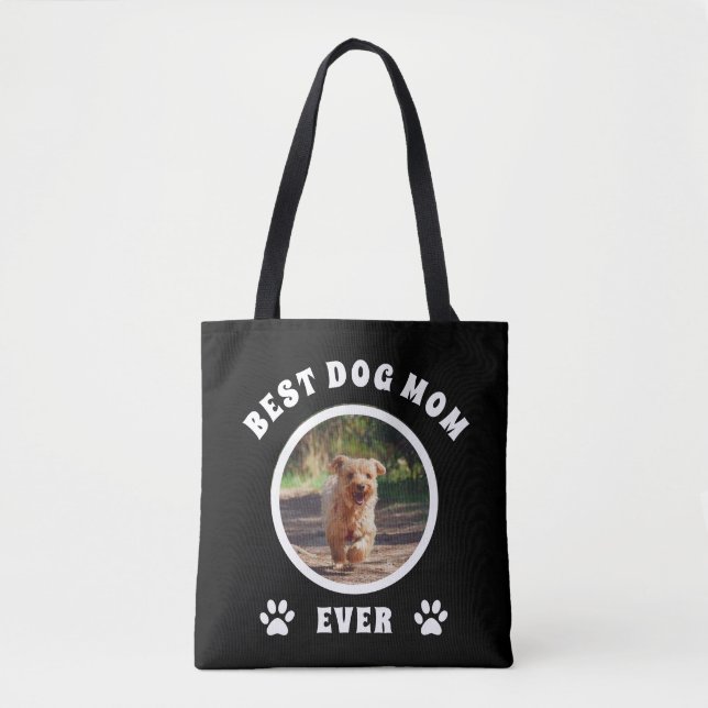 Best Dog Mum Ever Custom Photo Personalised Tote Bag (Front)