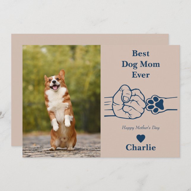 Best Dog mum ever fist bump mother's day card (Front/Back)