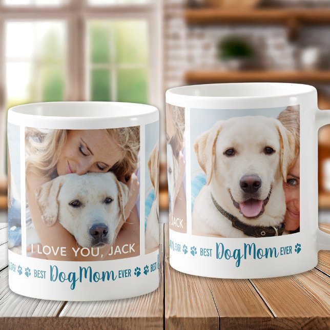 Best Dog Mum Ever Fun Teal 3 Photo Coffee Mug (Creator Uploaded)