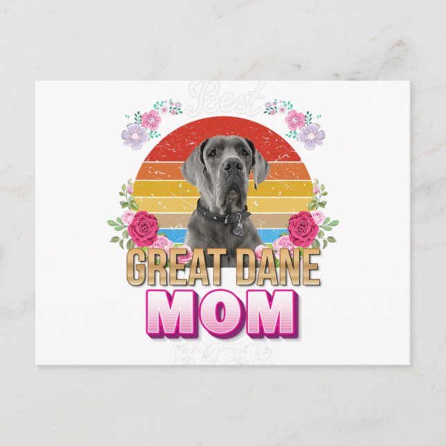 best dog mum ever great dane floral  lover mor day holiday postcard (Front)