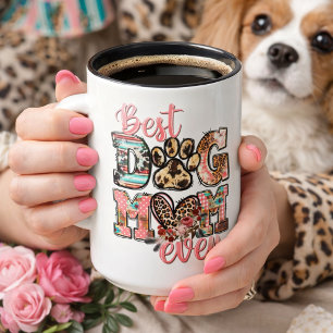 Best Dog Mum Ever Lettering with Paw Print Mug