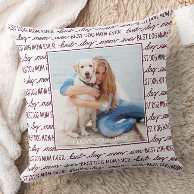 Best Dog Mum Ever Magenta Photo Cushion (Creator Uploaded)