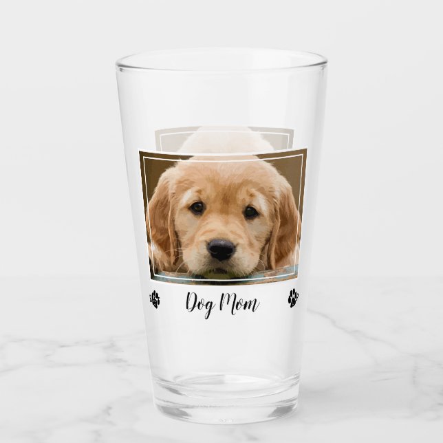 Best Dog Mum Ever- Mum Birthday Photo Cute Dog Mum Glass (Front)