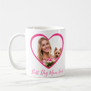 Best Dog Mum Ever Personalised Heart 2 Photo Pink Coffee Mug