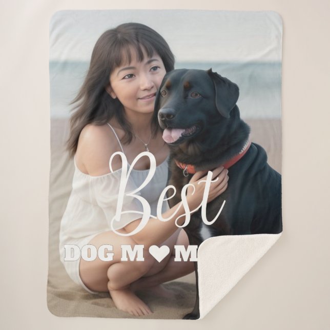Best Dog Mum Ever Personalised Sherpa Blanket (Front)