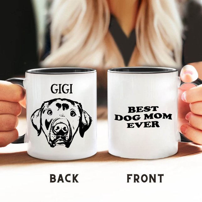 Best Dog Mum Ever Pet Personalised Hand Drawing Mug (Creator Uploaded)