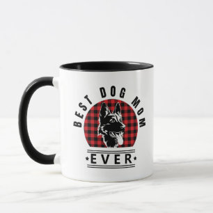 Best Dog Mum Ever Shepherd Dog Buffalo Check Mug