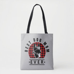 Best Dog Mum Ever Shepherd Dog Buffalo Check Tote Bag