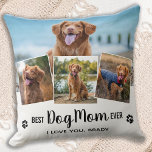 Best Dog Mum Ever White Photo Collage Cushion<br><div class="desc">Best Dog Mum Ever♡... Surprise your favourite Dog Mum whether it's her birthday, Mother's Day or Christmas with this super cute custom photo collage pillow. Customise this dog pillow with the dog's 4 favourite photos ! Pillow is double sided, both sides are identical. It'll be a treasured keepsake for years...</div>