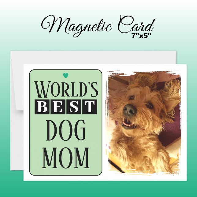 Best dog mum or dad photo green magnetic card (Creator Uploaded)