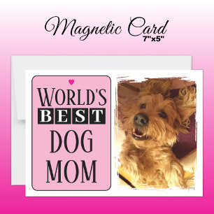 Best dog mum or dad photo pink magnetic card