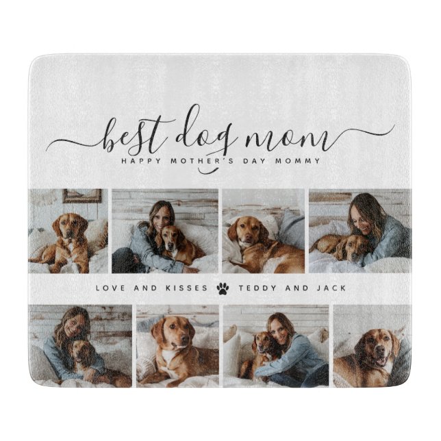 Best Dog Mum: Personalised Dog Photo Mother's Day Cutting Board (Front)