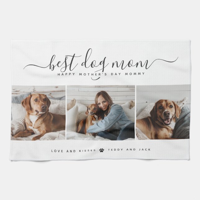 Best Dog Mum: Personalised Dog Photo Mother's Day Tea Towel (Horizontal)