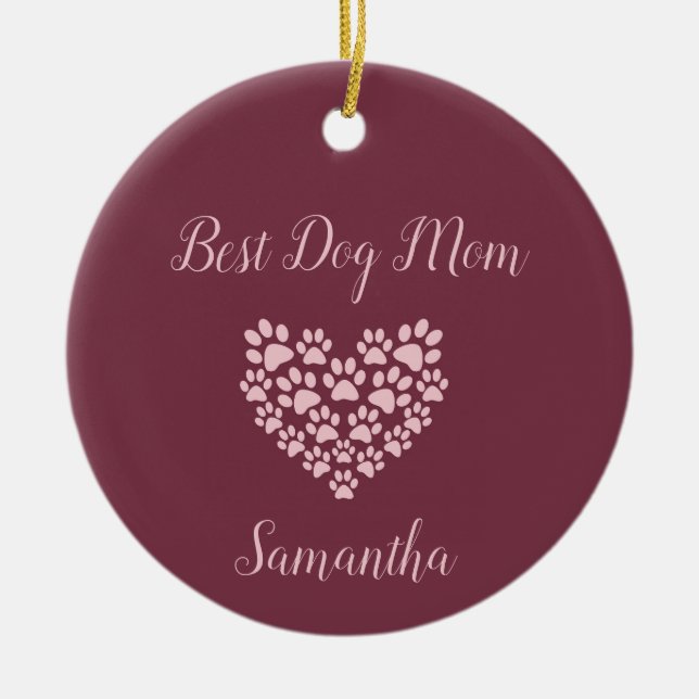 Best Dog Mum Personalised Ornament (Front)