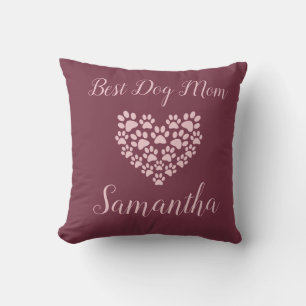 Best Dog Mum Personalised Throw Pillow Maroon