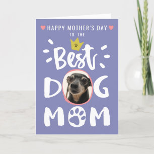 Best Dog Mum Pet Photo Cute Purple Mothers Day Holiday Card