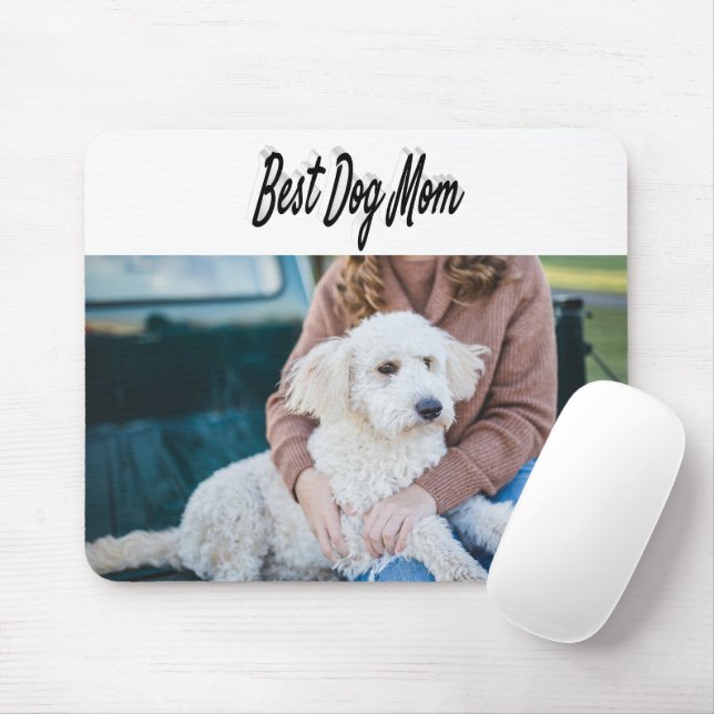 Best Dog Mum Photo Black  text  Mouse Pad (With Mouse)