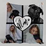Best Dog Mum | Photo Collage Fleece Blanket<br><div class="desc">This gorgeous photo collage dog mum pillow,  is perfect for mothers day and birthdays. The cushion features 4 of your favourite photos,  a heart and the template text 'BEST DOG MOM'. All font styles and colours can be changed by clicking on the customise further link after personalising.</div>