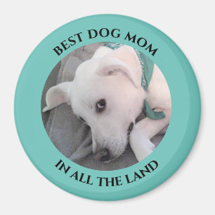 Best Dog Mum Photo of Cute White Puppy Dog Blue Ma Magnet