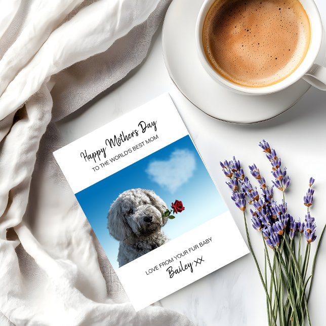 Best Dog Mum Red Rose Personalised Mother's Day Holiday Card (Add your details to personalize)