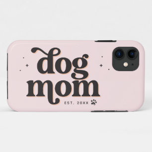 Best Dog Mum Trendy Retro Typography and Pawprint Case-Mate iPhone Case