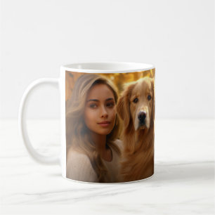 Best Dog Mum   Two Photo Modern Pencil Drawin Coffee Mug