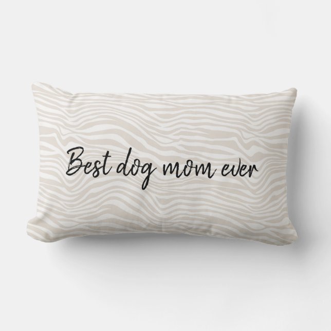Best Dog Mum Zebra Print Lumbar Cushion (Front)