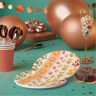 Best Dog Paw Print Pets Pattern Paper Plate