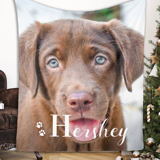 Best Dog Personalised Pet Labrador Puppy Photo  Fleece Blanket (Creator Uploaded)