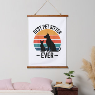 Best Dog Sitter Ever Funny Pet Care Gift Men Women Hanging Tapestry