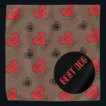 Best Dog Wedding  Bandana<br><div class="desc">For the Best Dog to wear at your wedding.
A bandanna in a brown pattern with doggie paws
and Puppy Love text in red hearts</div>