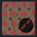 Best Dog Wedding  Bandana<br><div class="desc">For the Best Dog to wear at your wedding.
A bandanna in a brown pattern with doggie paws
and Puppy Love text in red hearts</div>