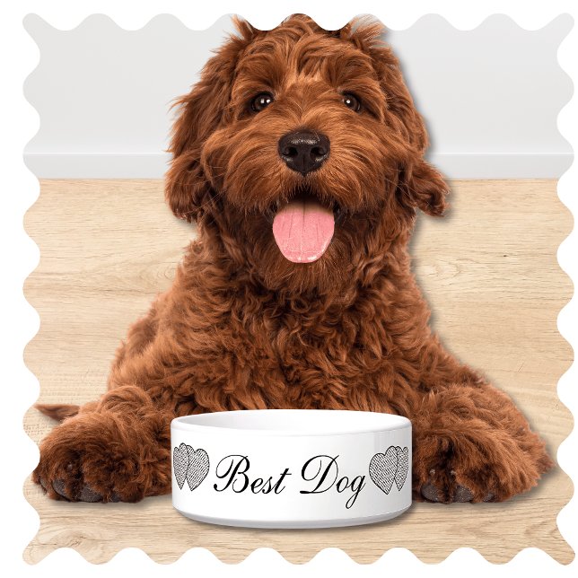 Best Dog Wedding Dog Bowl (Best Dog of Honor Wedding Day Reception Pet Bowl. Cute Modern White with Elegant Script. )