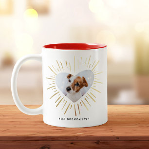 BEST DOGMOM EVER Photo Gold Heart Mother's Day Two-Tone Coffee Mug