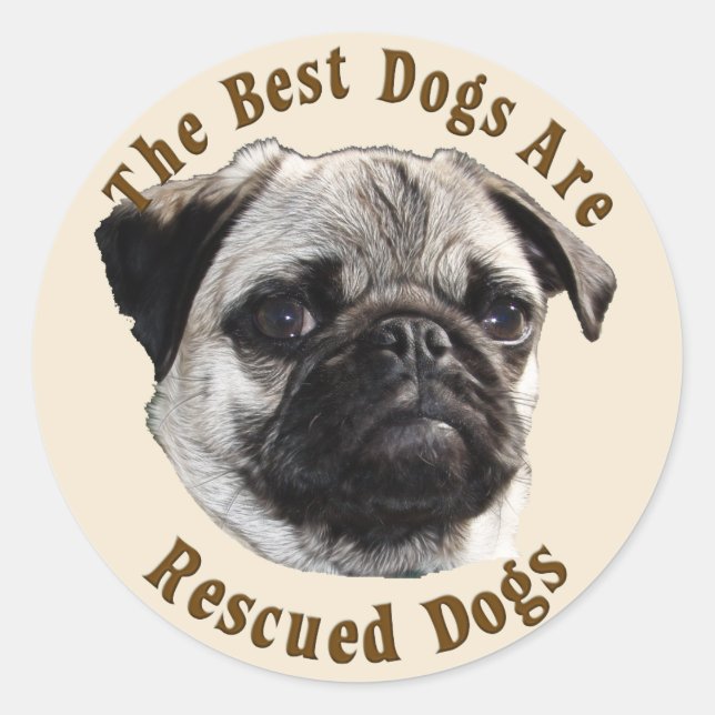 Best Dogs Are Rescued (Pug) Classic Round Sticker (Front)