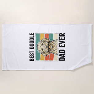Best Doodle Dad Ever Vintage Dog Shirt Design_1 Beach Towel