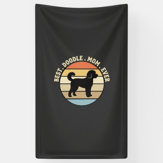 Best Doodle Mum Ever Retro Dog Banner (Vertical)
