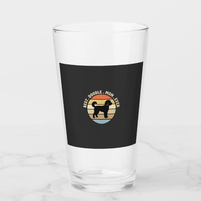 Best Doodle Mum Ever Retro Dog Glass (Front)