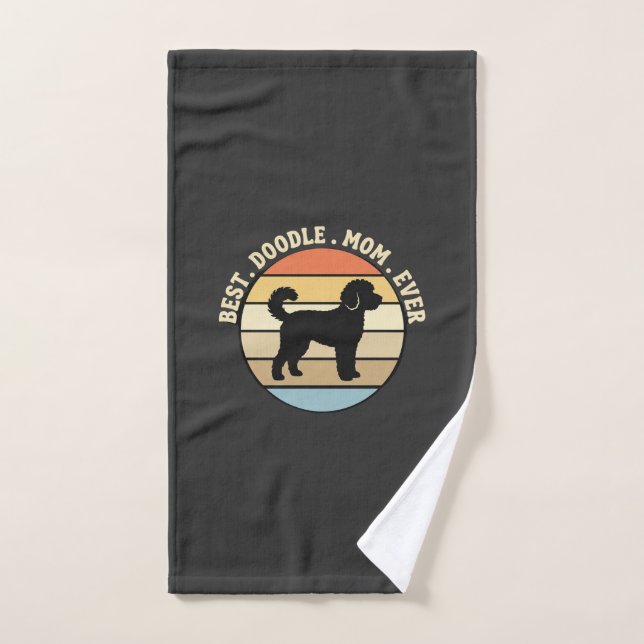 Best Doodle Mum Ever Retro Dog Hand Towel (Hand Towel)