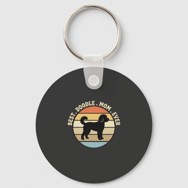 Best Doodle Mum Ever Retro Dog Key Ring (Front)