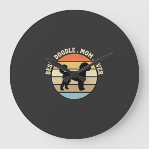 Best Doodle Mum Ever Retro Dog Large Clock