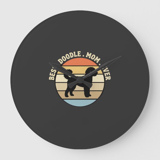 Best Doodle Mum Ever Retro Dog Large Clock (Front)