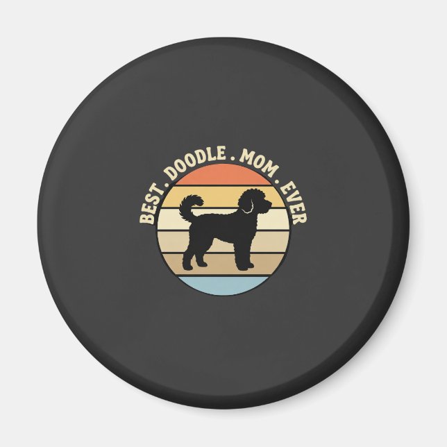Best Doodle Mum Ever Retro Dog Magnet (Front)